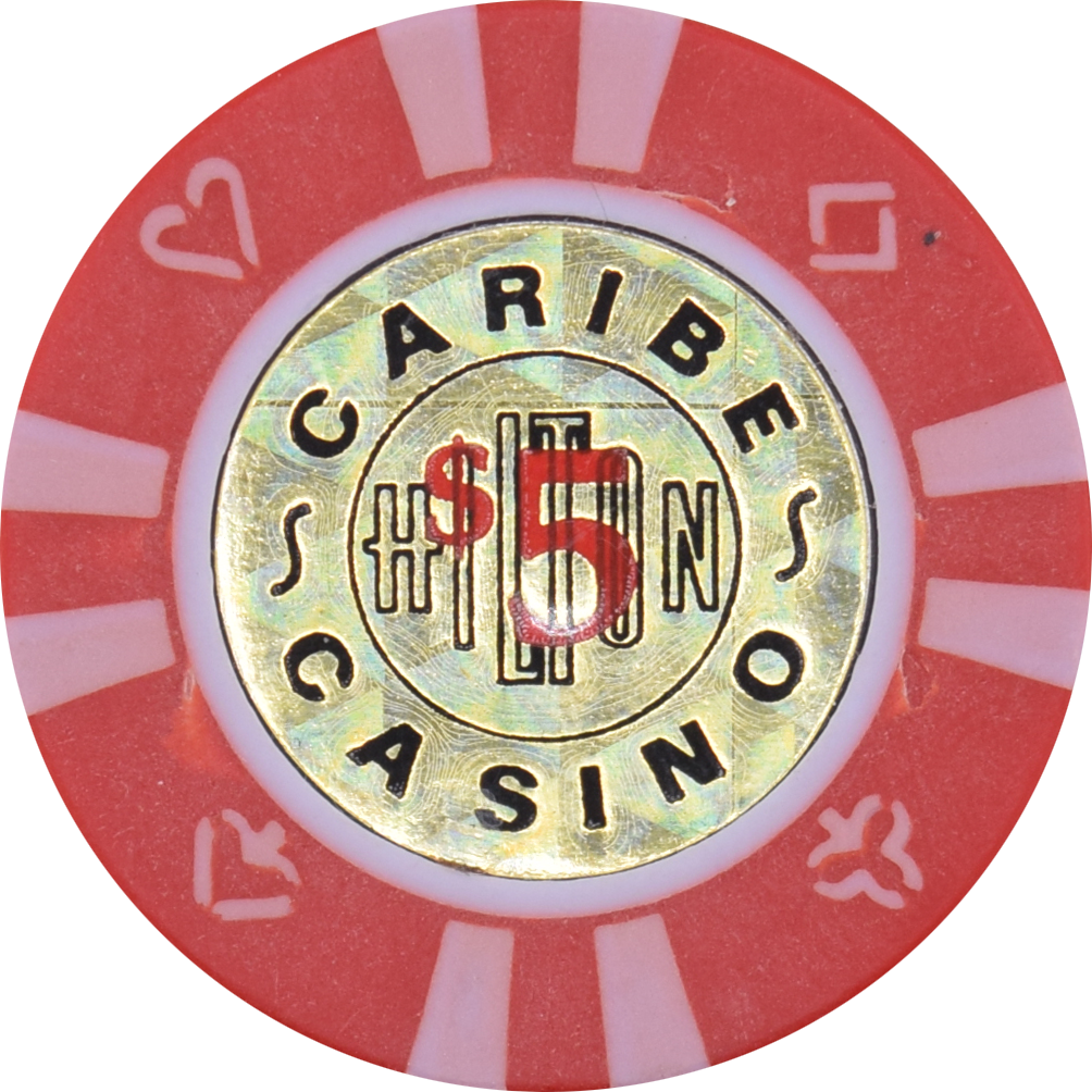 Caribe Hilton Casino San Juan Puerto Rico $5 Red Chip