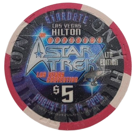 Las Vegas Hilton Casino Las Vegas Nevada $5 Chip Star Trek USS Enterprise 2005