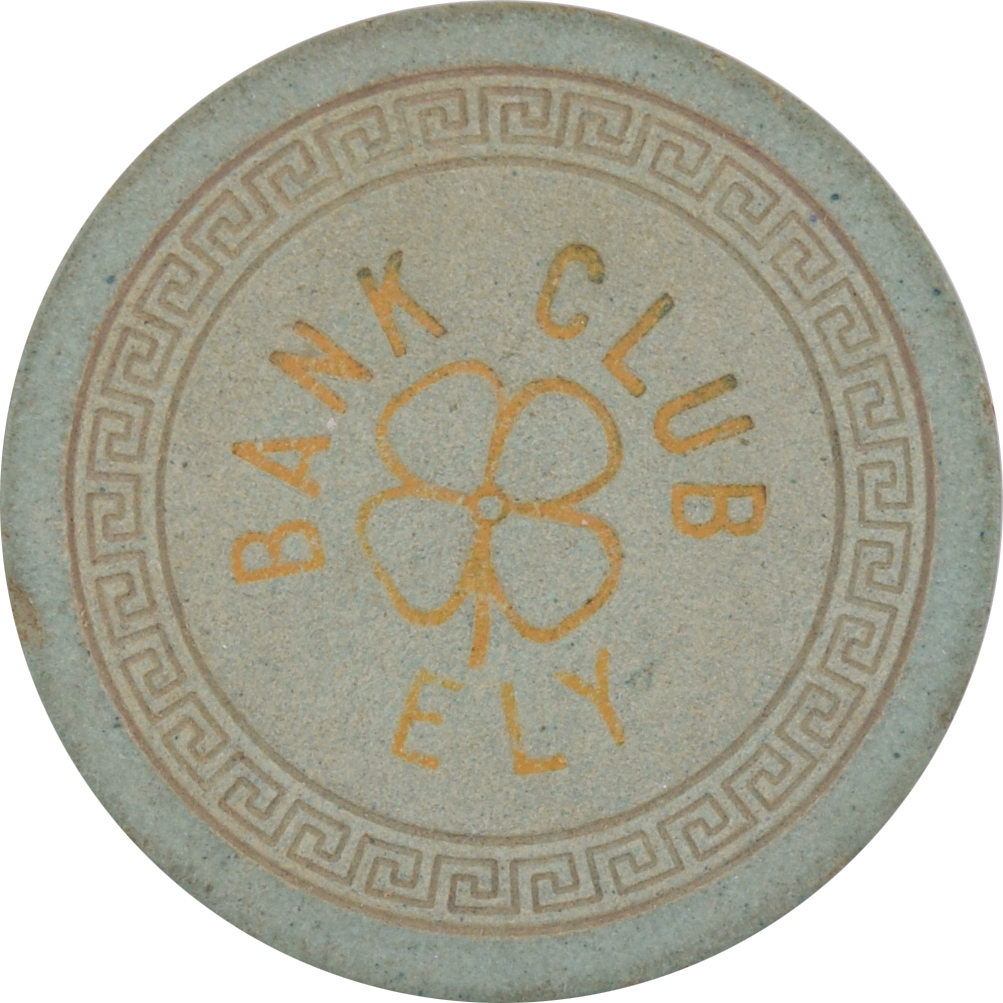 Bank Club Casino Ely Nevada Green SmKey Four Leaf Clover Chip 1953