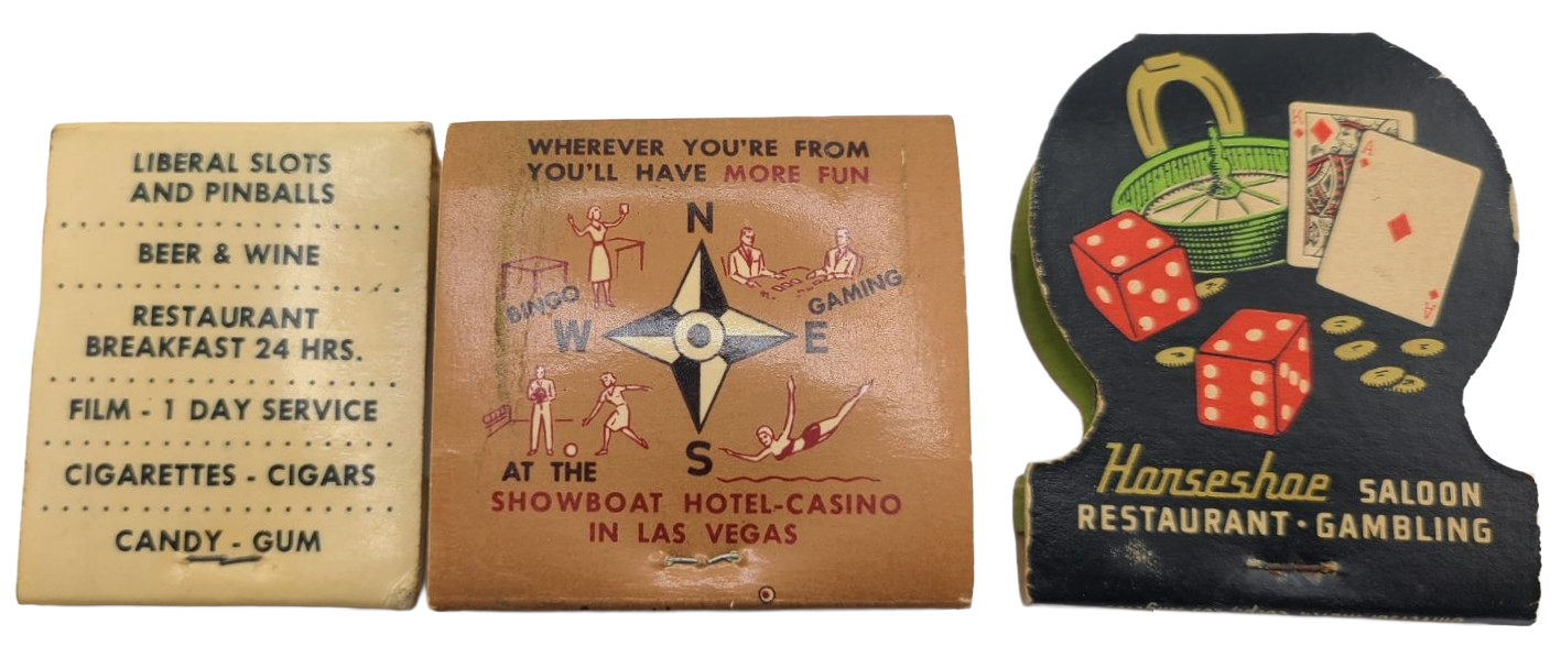 Vintage Rare Las Vegas Nevada Matchbooks Showboat Horseshoe Club and Lucky Pierre's