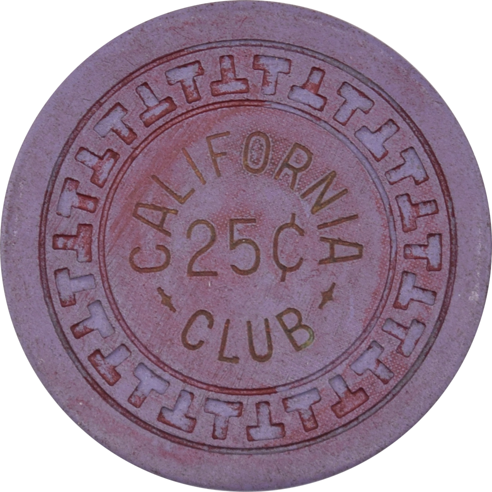 California Club Casino Las Vegas Nevada 25 Cent Chip 1952