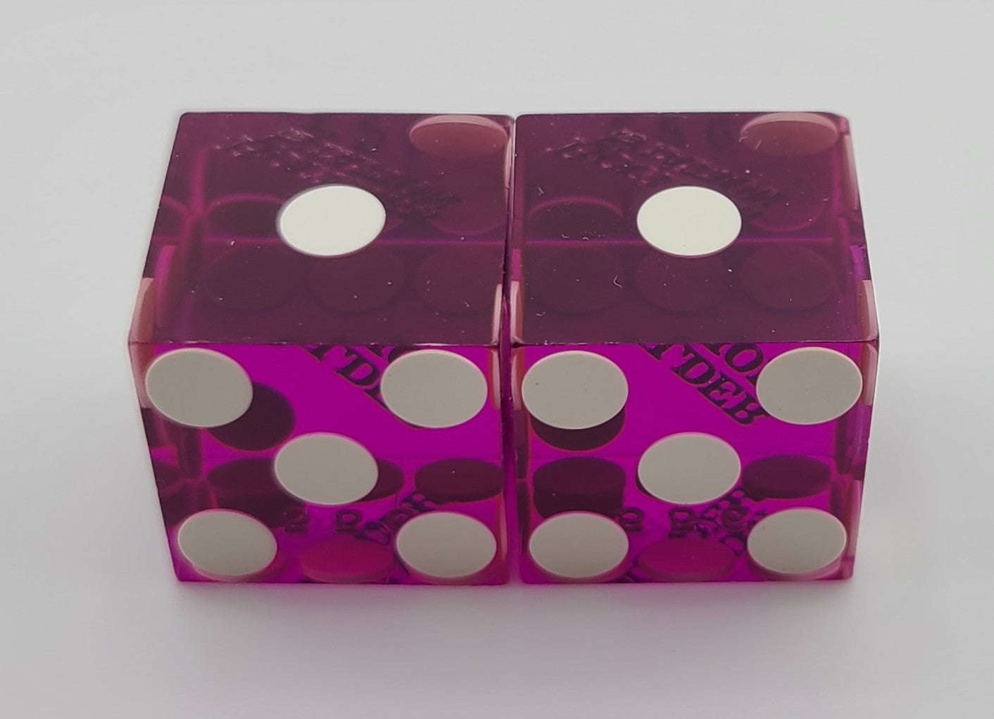 Boulder Station Casino Las Vegas Used Pair of Matching Purple Dice