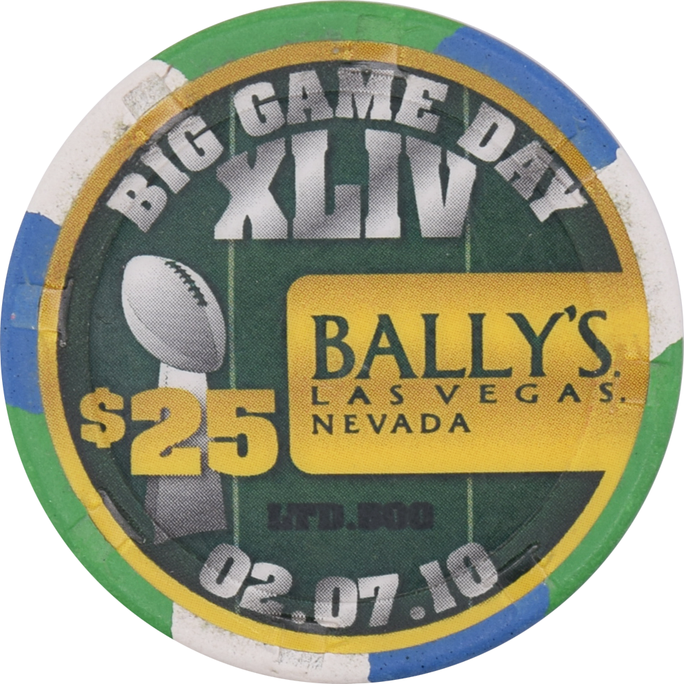 Bally's Casino Las Vegas Nevada $25 Big Game Day XLIV Chip 2010