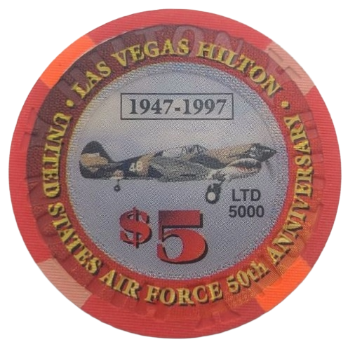 Las Vegas Hilton Casino Las Vegas Nevada $5 Chip United State Air Force 1997