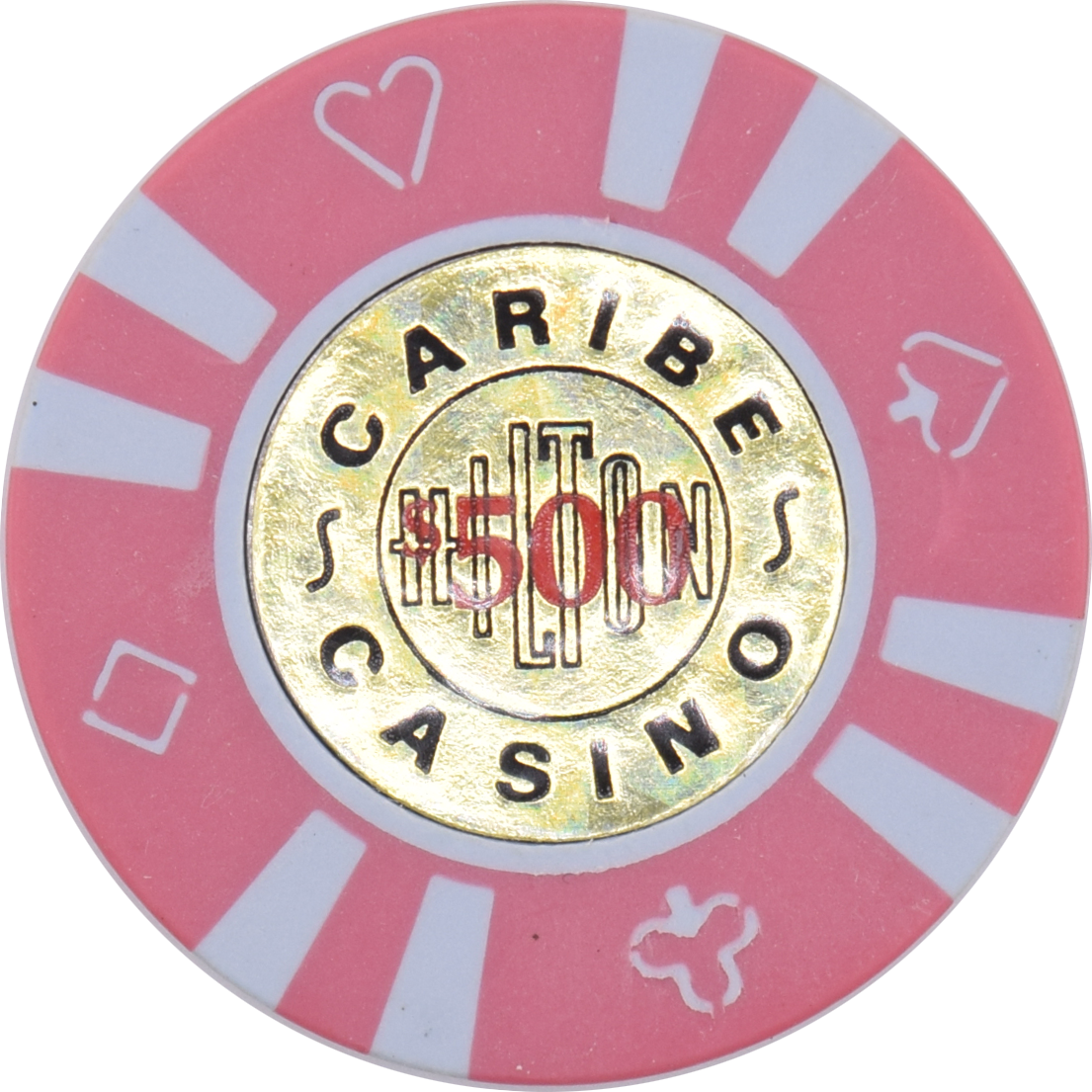Caribe Hilton Casino San Juan Puerto Rico $500 Pink 43mm Chip