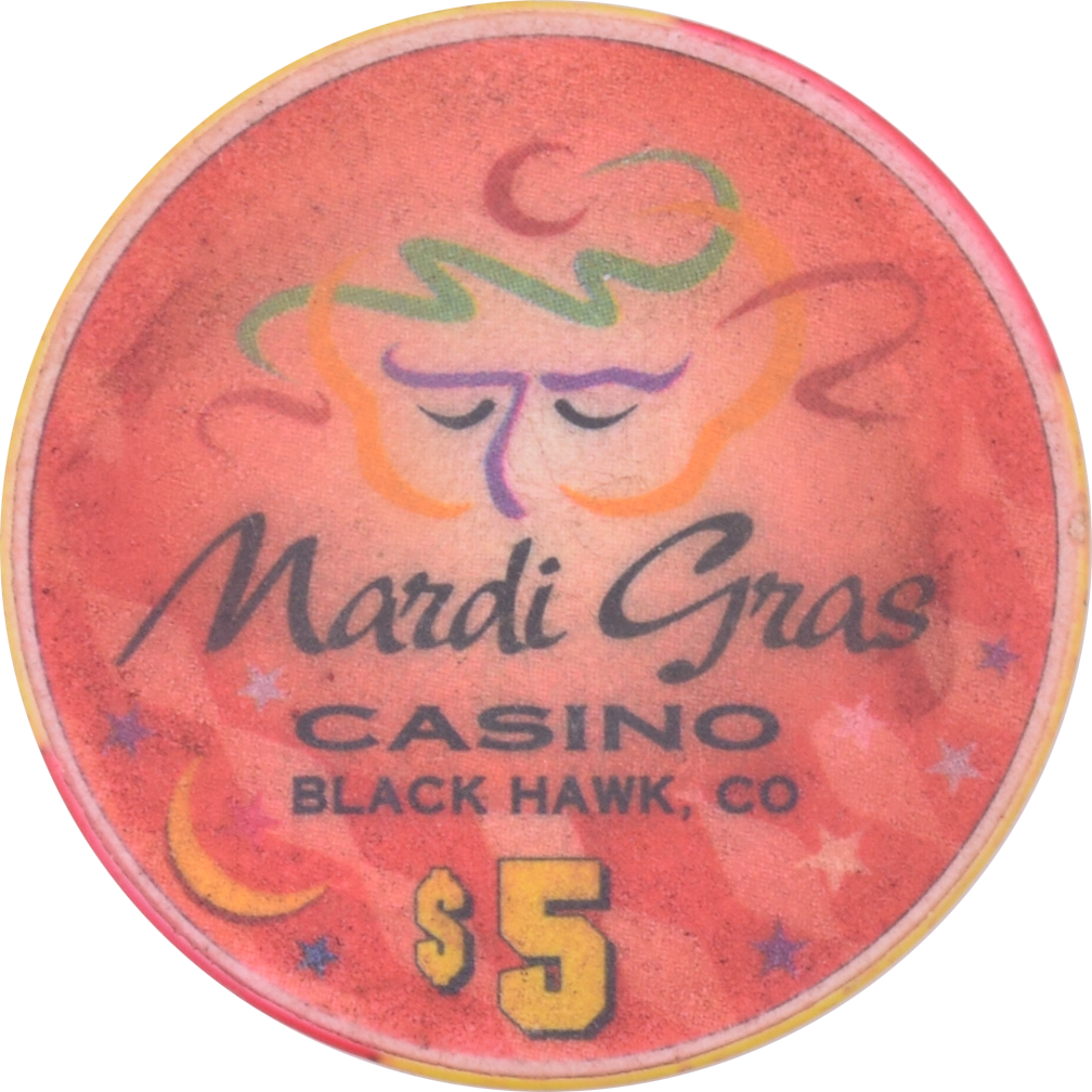 Mardi Gras Casino Black Hawk Colorado $5 1st Anniversary Chip 2001