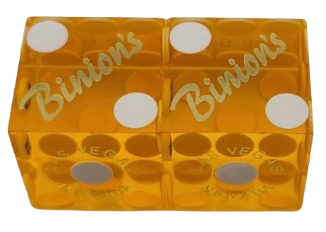 Binions Casino Las Vegas Nevada Pair of Yellow Matching Numbers Dice