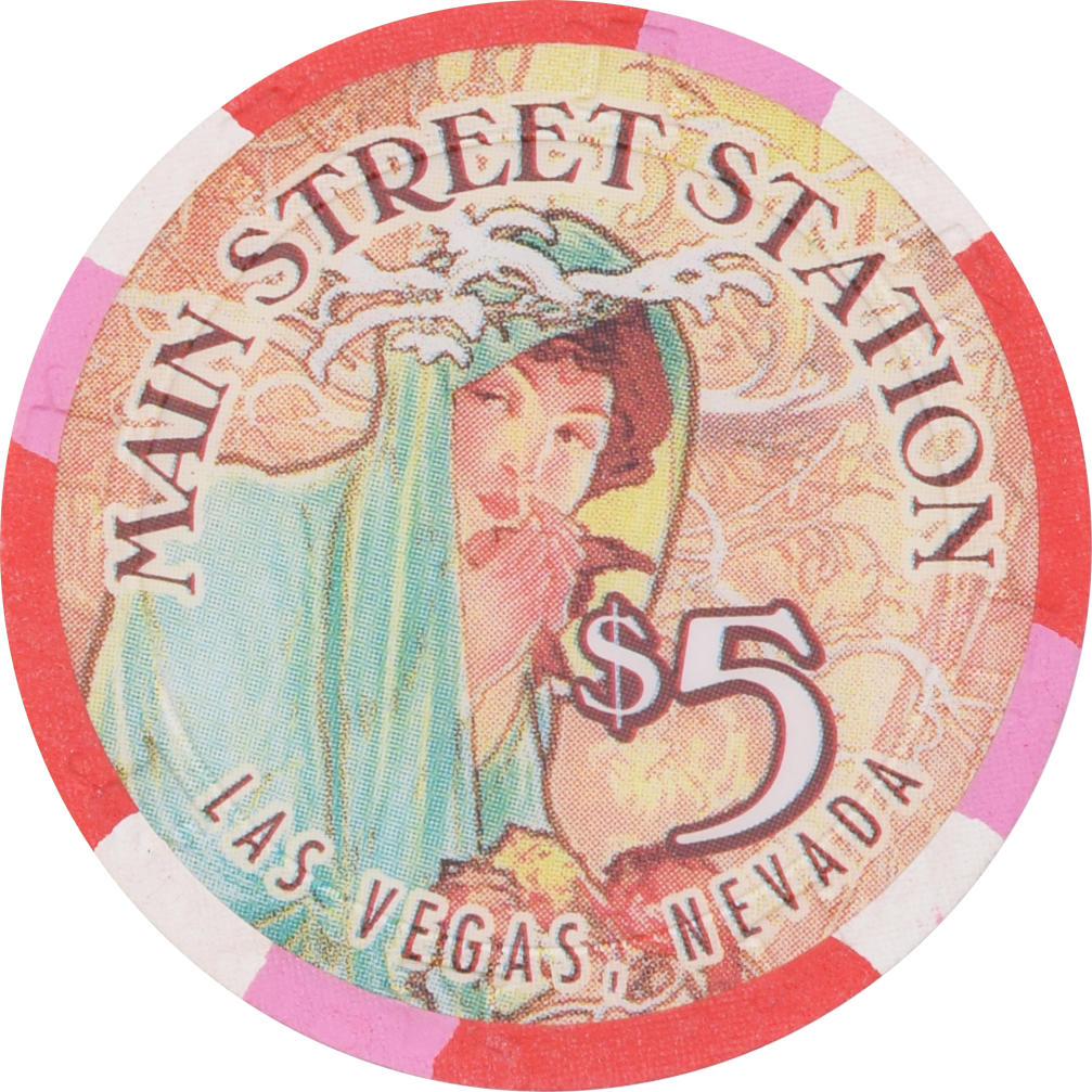 Main Street Station Casino Las Vegas Nevada $5 "Winter" Chip 1997
