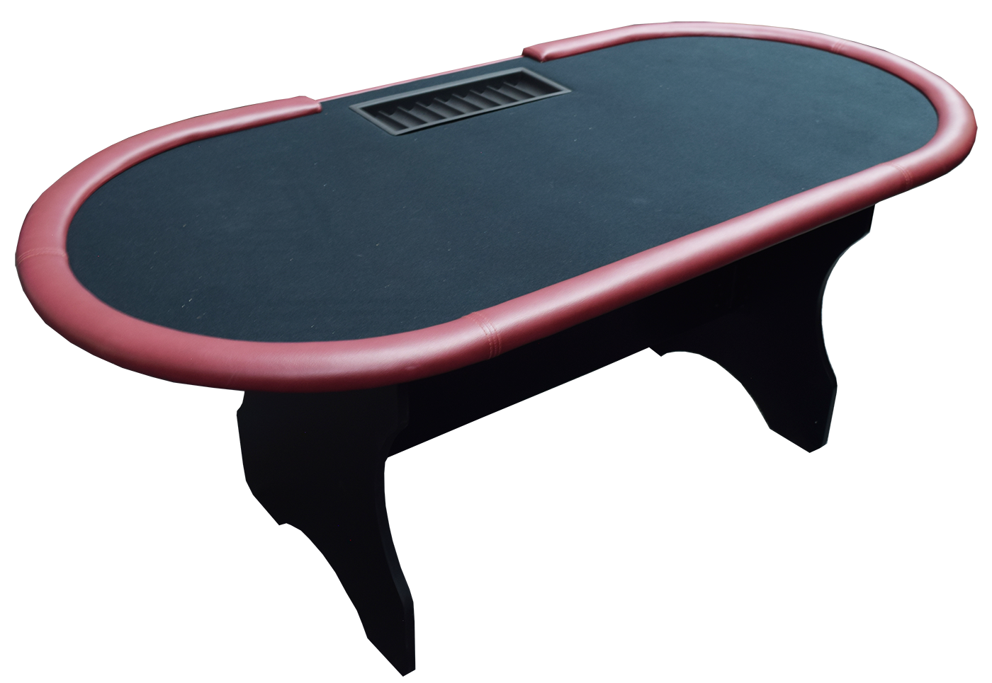 71" Poker Table with Burgundy Arm Rail