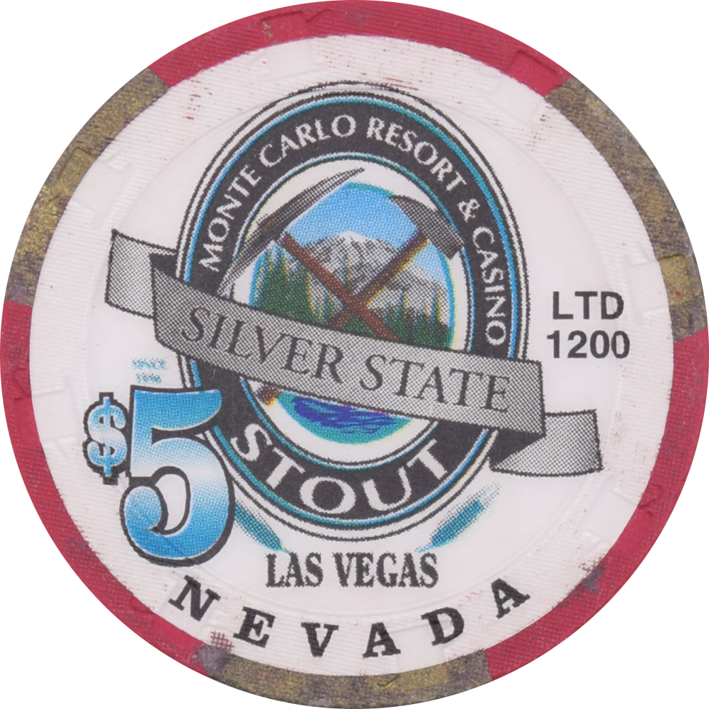 Monte Carlo Resort & Casino Las Vegas Nevada $5 Silver State Stout Chip 1998
