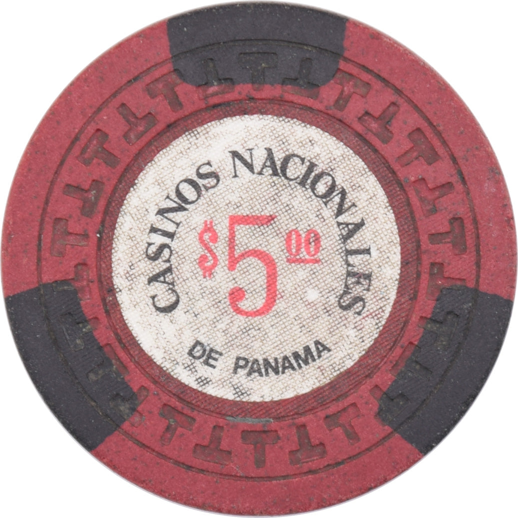 Casino Nacionales De Panama $5 Chip Red/Black