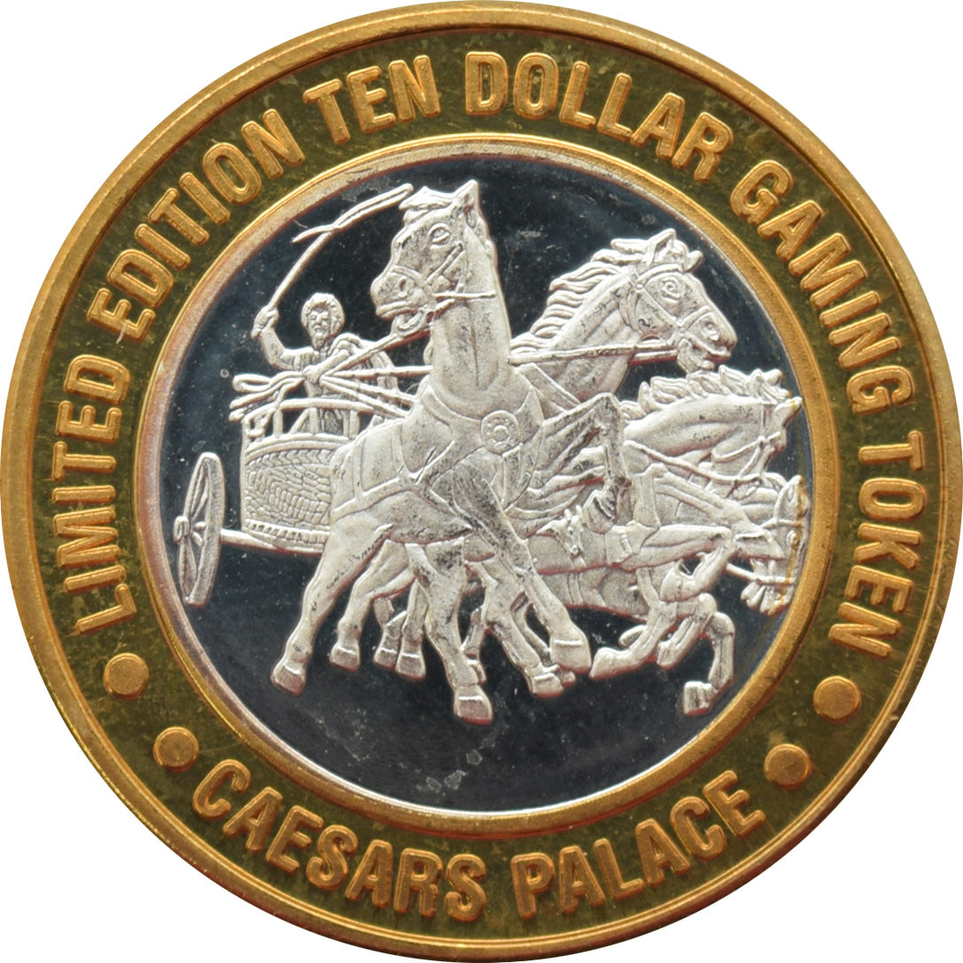 Caesars Palace Casino "Chariot - No Date" $10 Silver Strike .999 Fine Silver 1995