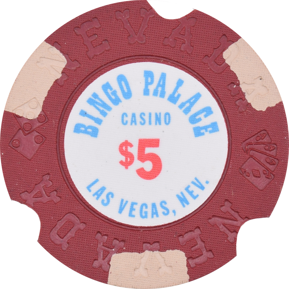 Bingo Palace Casino Las Vegas Nevada $5 Cancelled Chip 1979