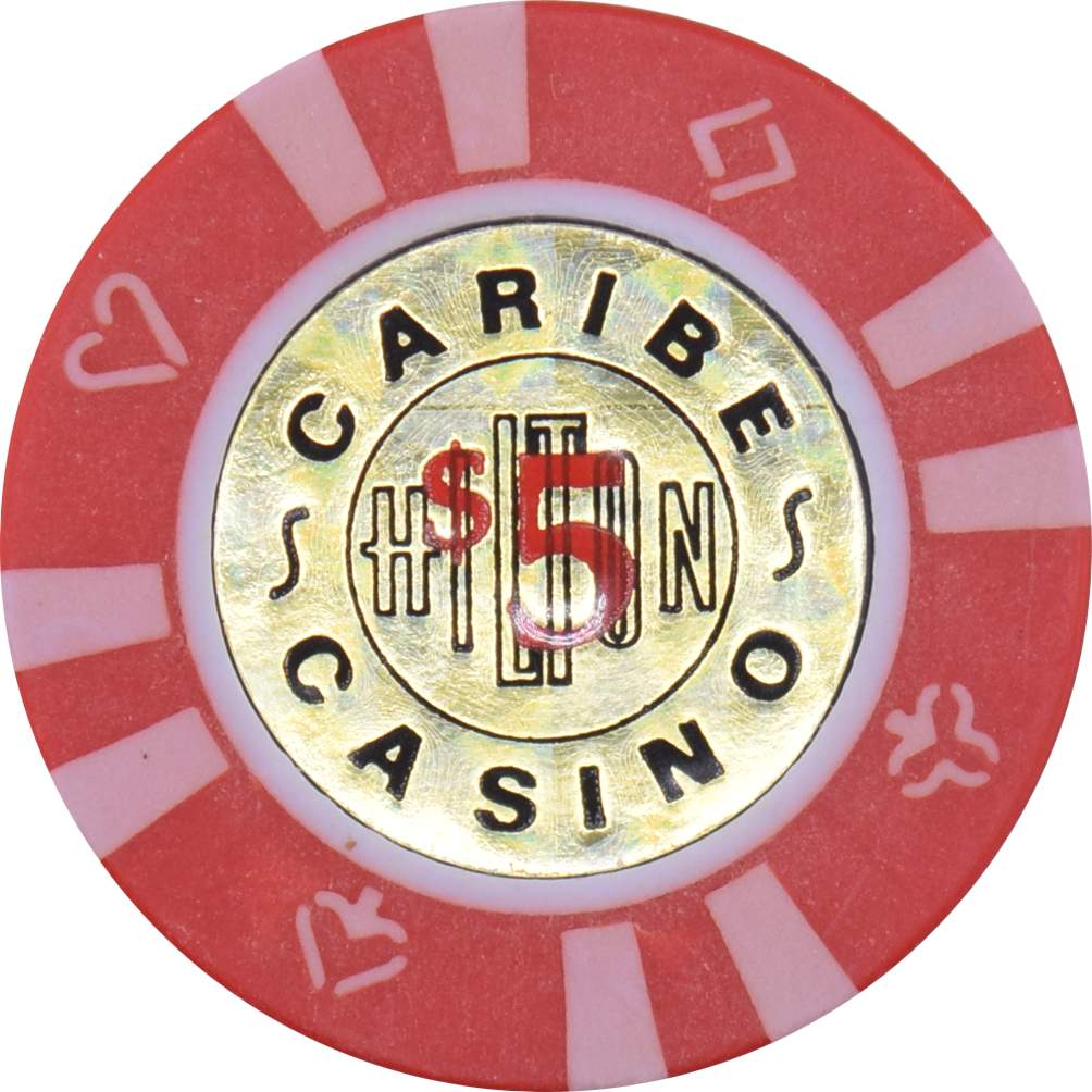 Caribe Hilton Casino San Juan Puerto Rico $5 Red Chip