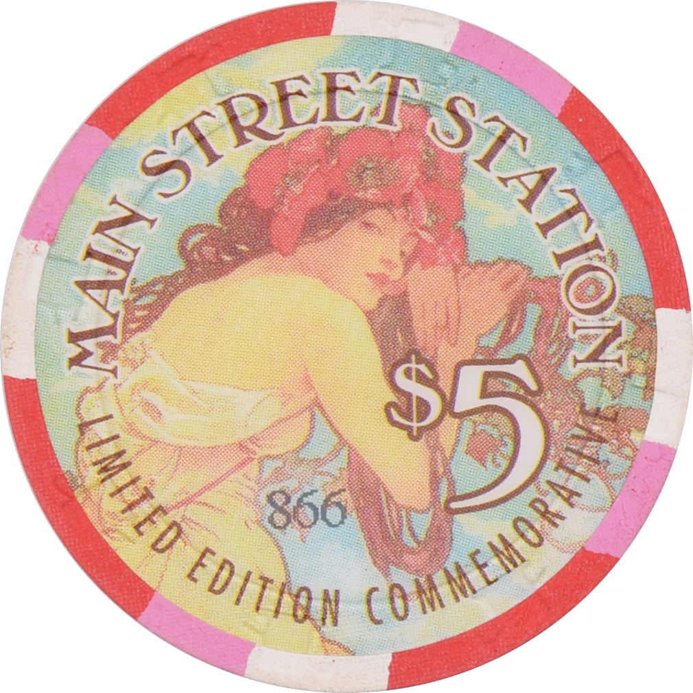 Main Street Station Casino Las Vegas Nevada $5 "Summer" Chip 1997