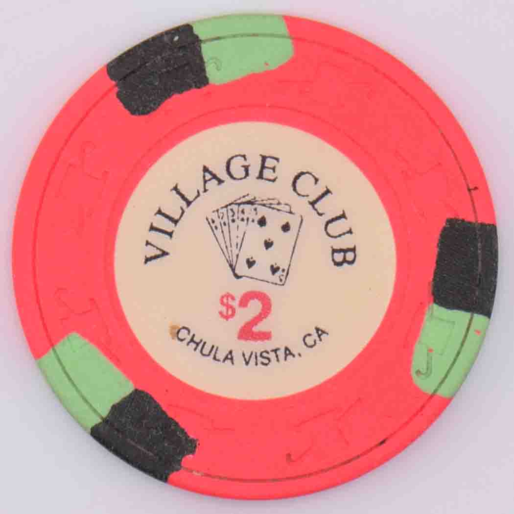 Village Club Card Room Chula Vista California $2 Chip