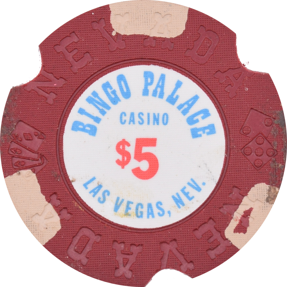 Bingo Palace Casino Las Vegas Nevada $5 Cancelled Chip 1979