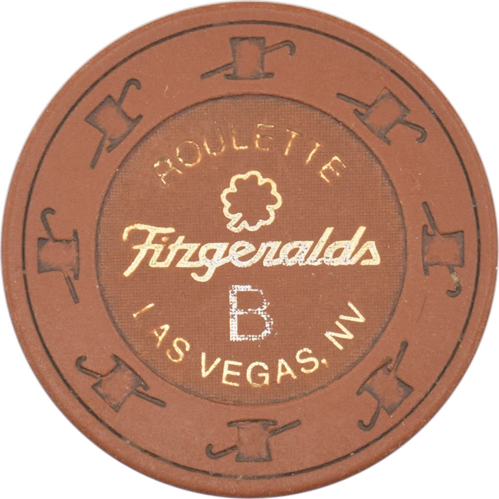 Fitzgeralds Casino Las Vegas Nevada $5 Roulette B Ochre Chip 1980s