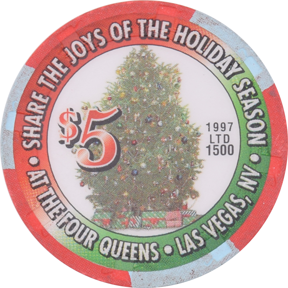Four Queens Casino Las Vegas Nevada $5 Share the Joys of the Holidays Chip 1997