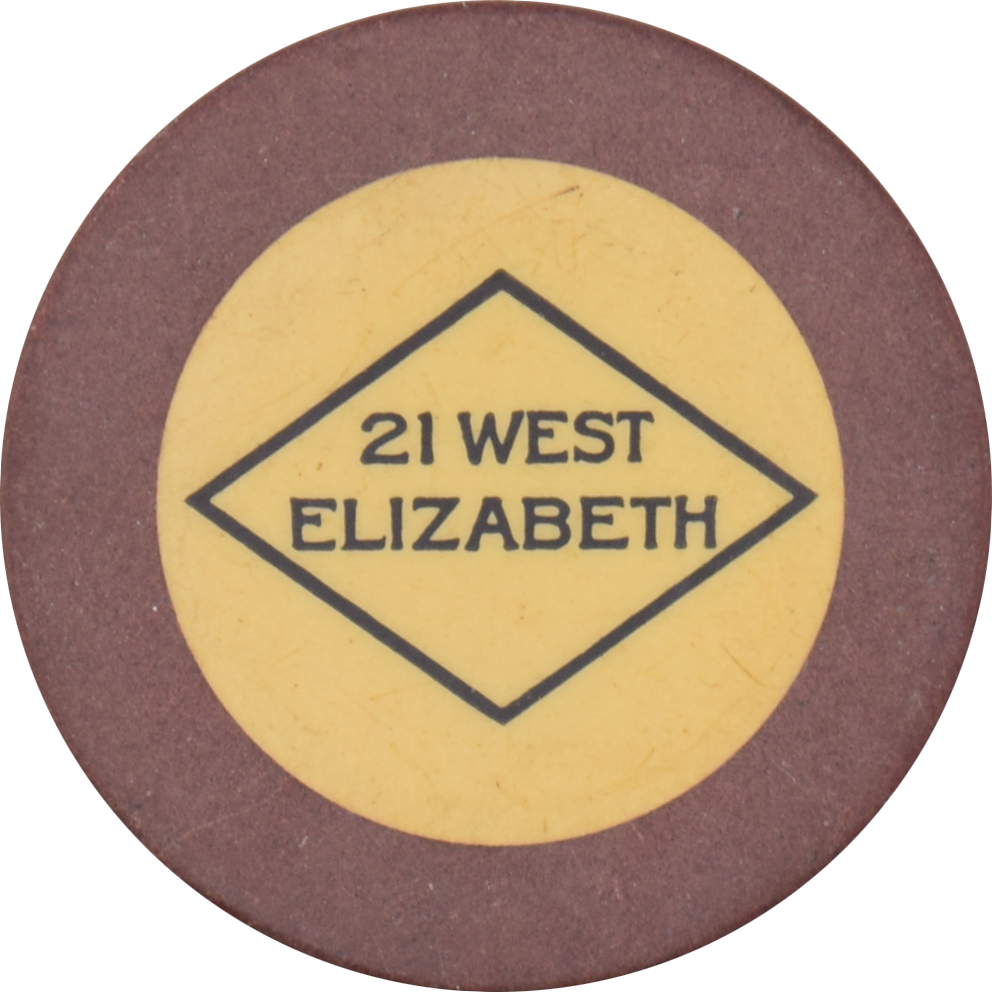 21 West Elizabeth Illegal Casino Detroit Michigan Brown 1 Chip 1923