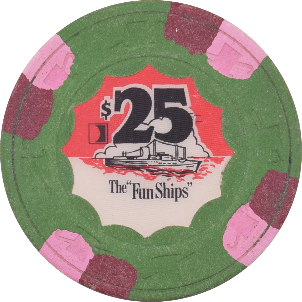 The FunShips Cruise Lines $25 Red Sky Chip