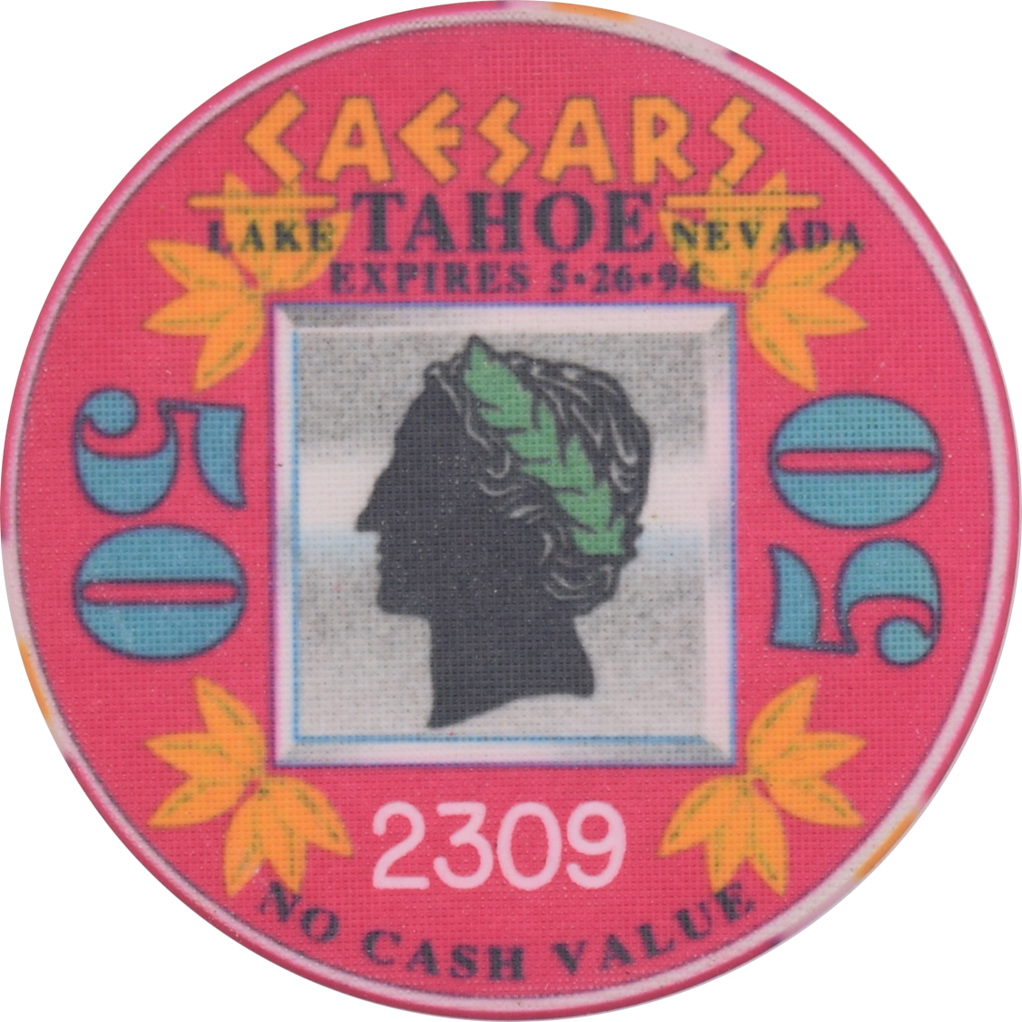 Caesars Tahoe Casino Lake Tahoe Nevada $50 NCV 43mm Chip 1994