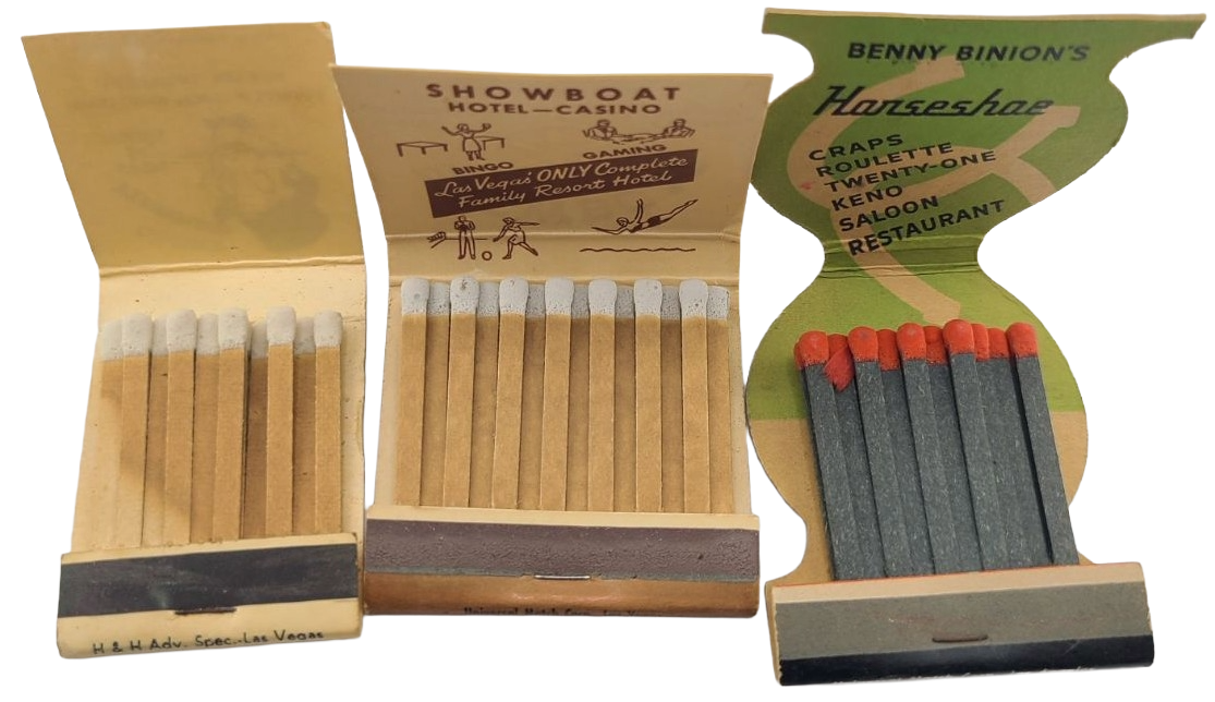 Vintage Rare Las Vegas Nevada Matchbooks Showboat Horseshoe Club and Lucky Pierre's