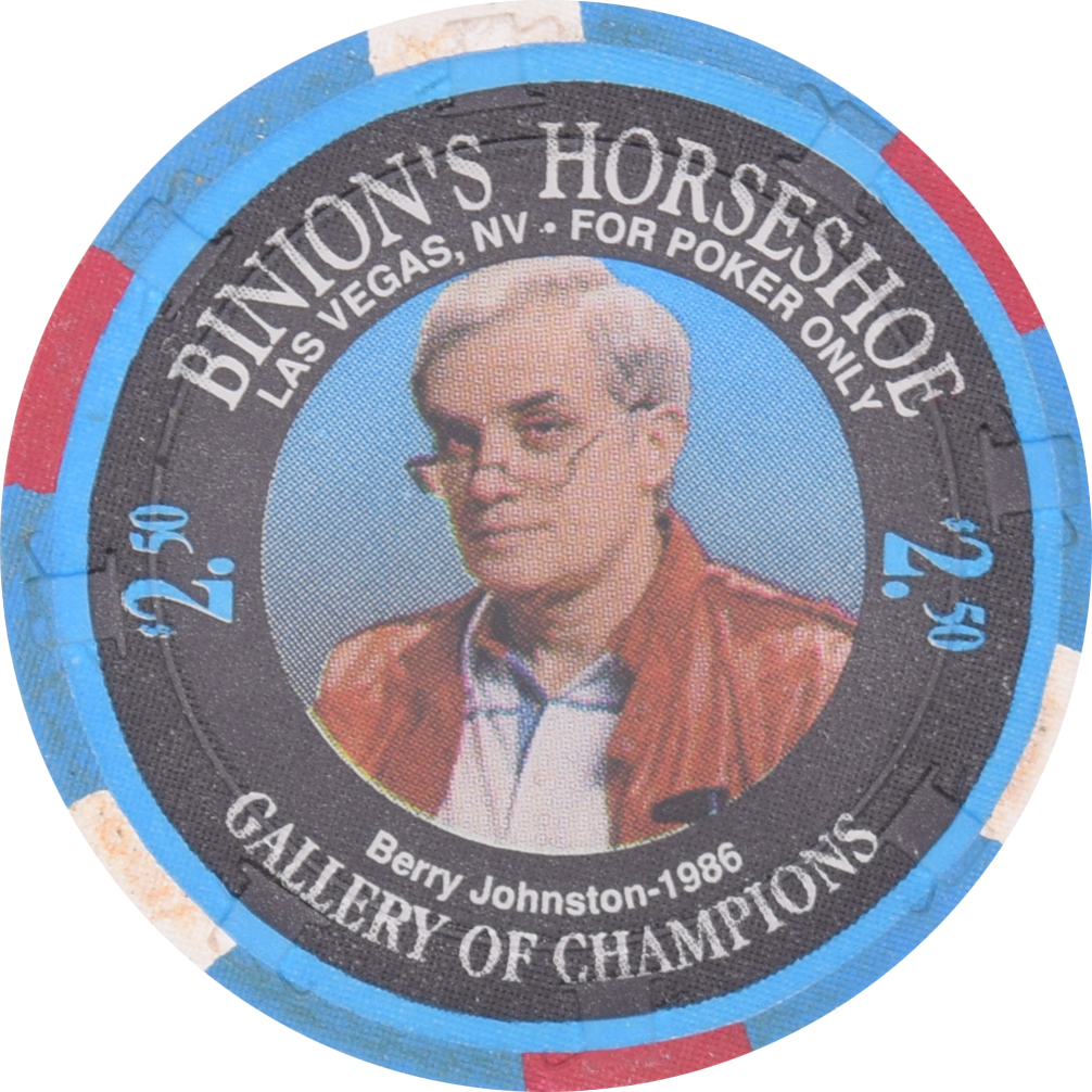 Horseshoe Club (Binion's) Casino Las Vegas Nevada $2.50 Berry Johnston Chip 1994
