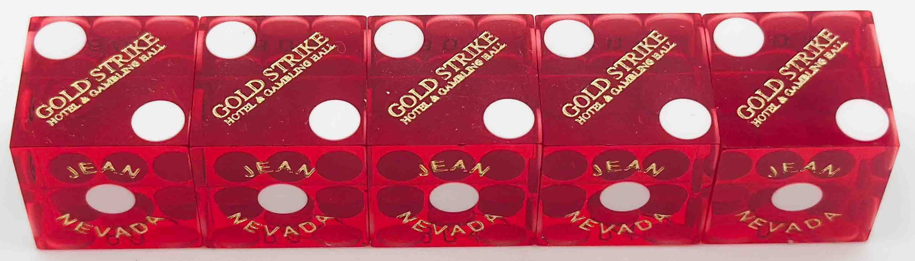 Gold Strike Casino Jean Nevada Stick of Red Polished Matching Number Dice