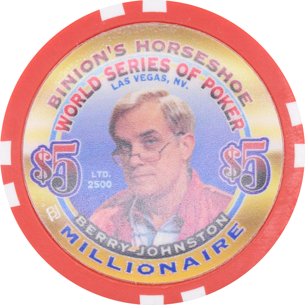 Horseshoe Club Casino Las Vegas Nevada $5 WSOP Berry Johnston Millionaire Chip 2002