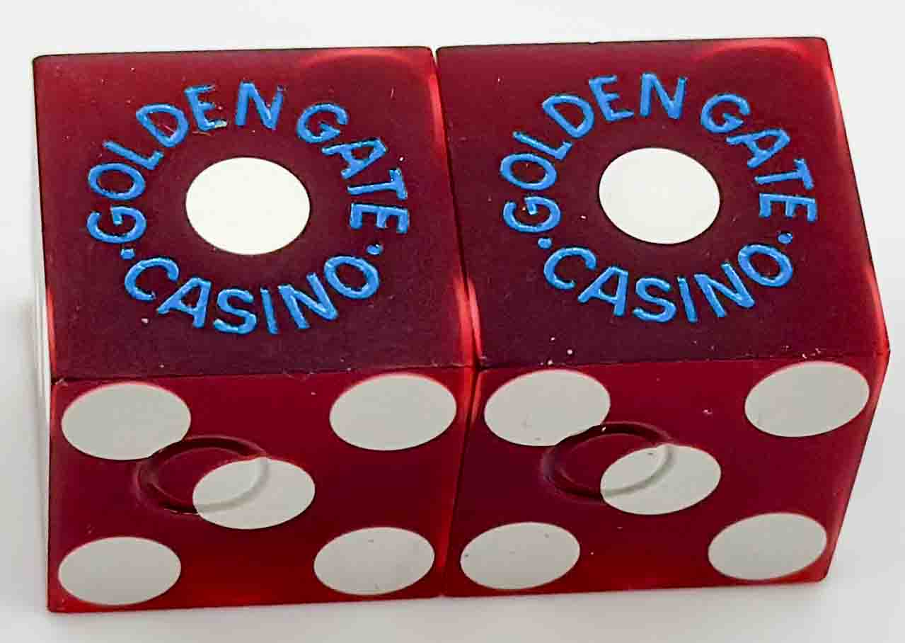 Golden Gate Casino Las Vegas Nevada Pair of Dark Red Sanded Dice