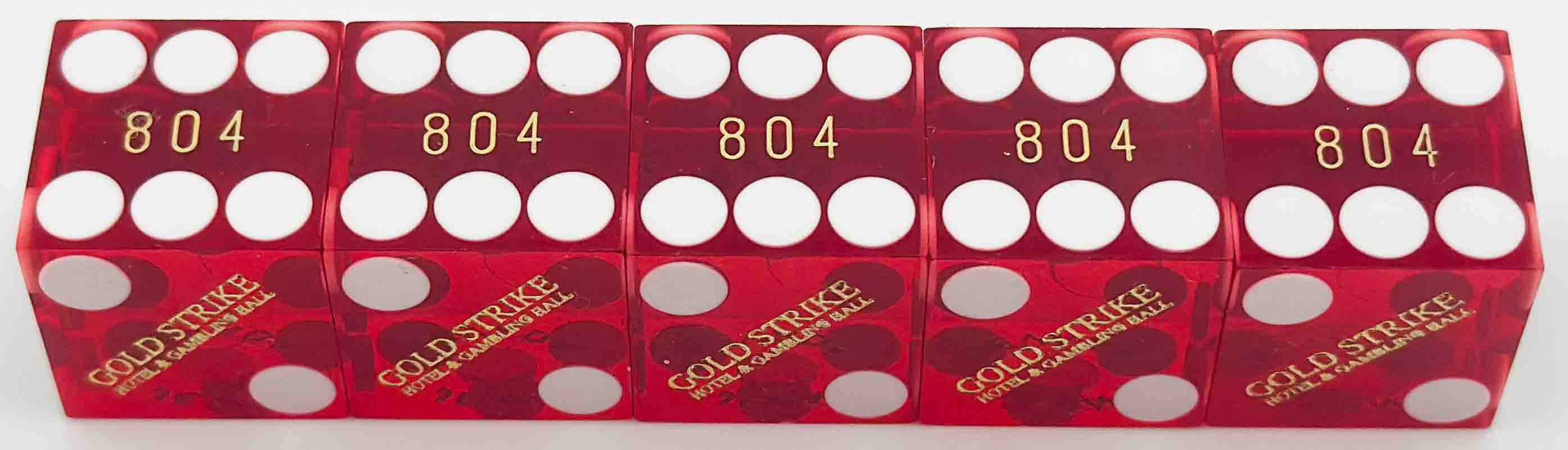 Gold Strike Casino Jean Nevada Stick of Red Polished Matching Number Dice