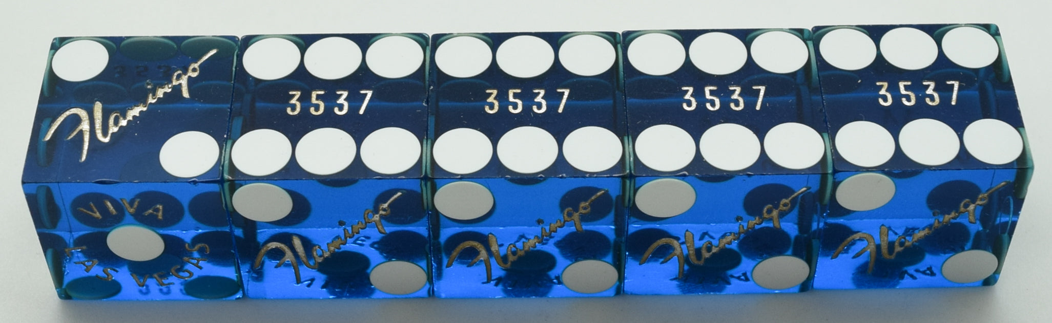 Flamingo Casino Las Vegas Nevada Stick of 5 Blue Dice