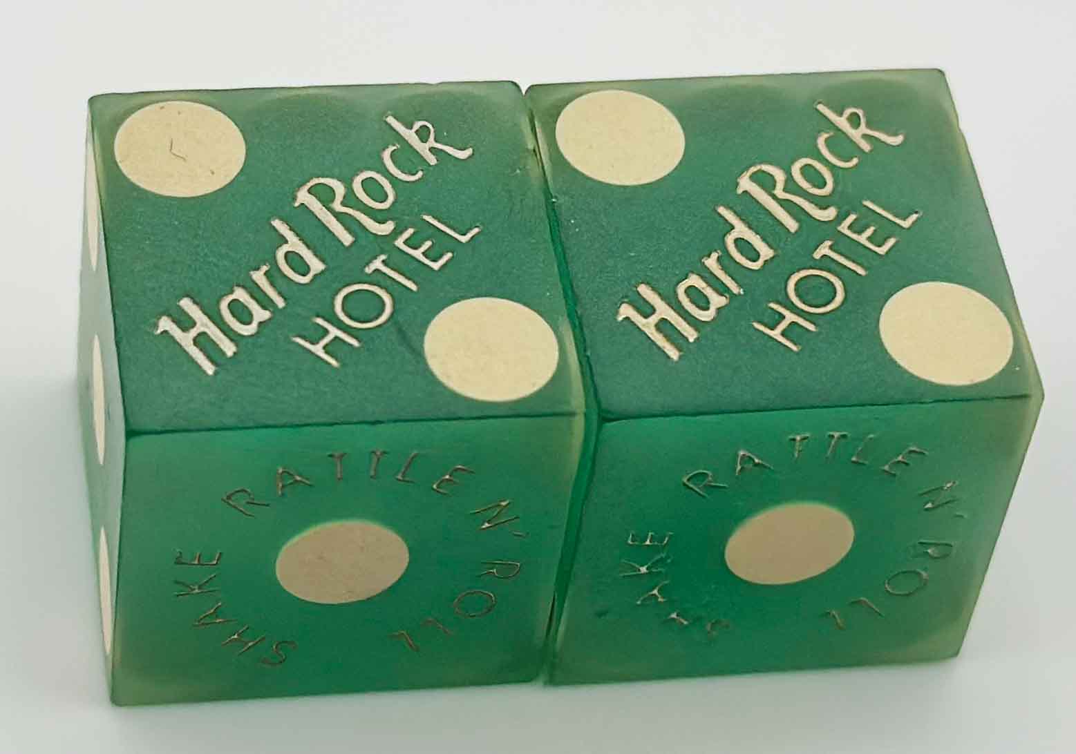Hard Rock Used Green Casino Dice Las Vegas Nevada 1990's