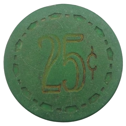 Ginny's Cafe Card Room Lemoore California 25¢ Poker Chip 1968