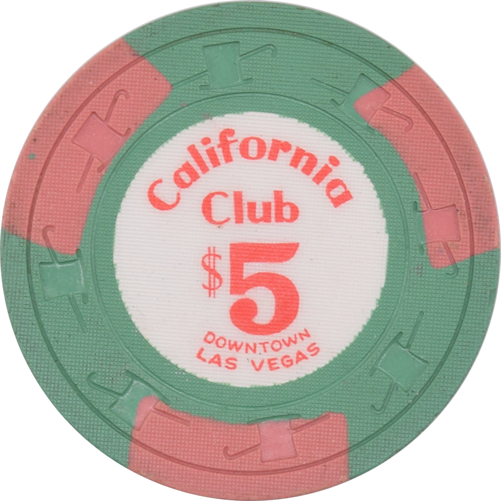 California Club Casino Las Vegas Nevada $5 Peach Spots Chip 1963