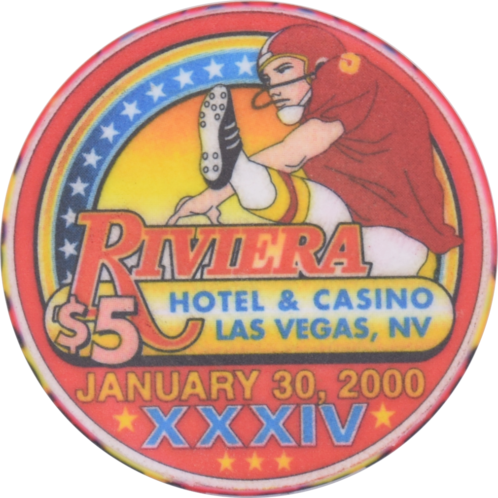 Riviera Casino Las Vegas Nevada $5 January 30, 2000 XXXIV Chip #2