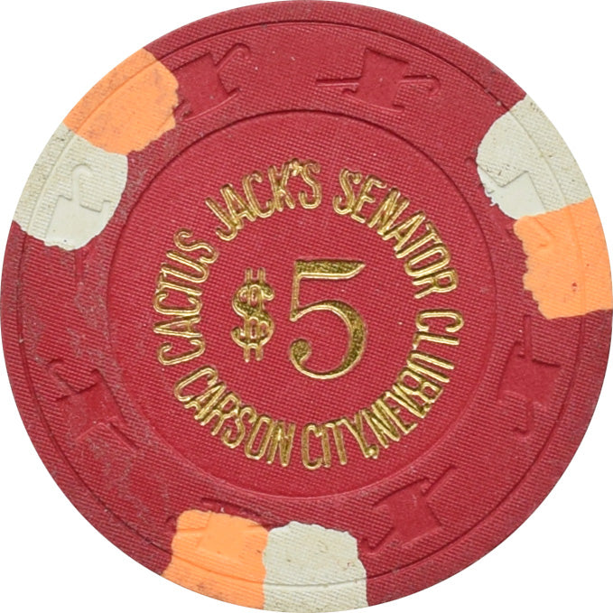 Cactus Jack's Senator Club Casino Carson City Nevada $5 Chip 1986