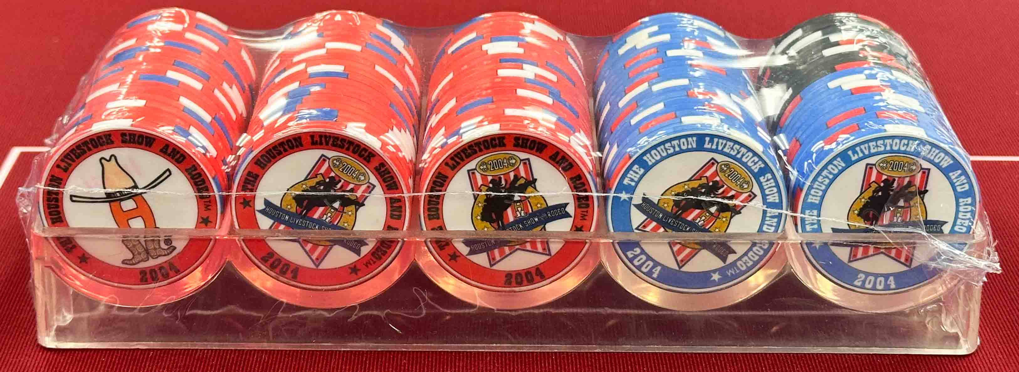 2004 Houston Livestock Show & Rodeo Chip Rack – Mixed Colors (100 Ceramic Chips)