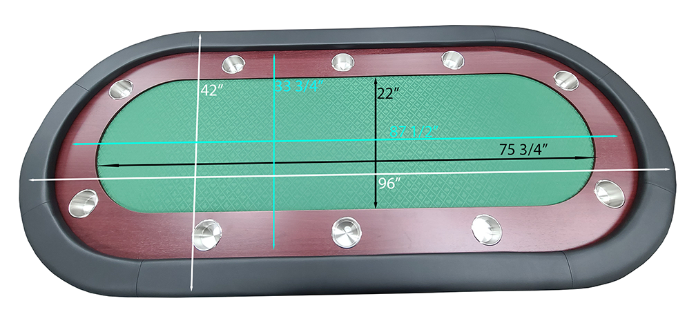 96" Poker Table With Speedcloth Drink Holders and Pedestal Legs