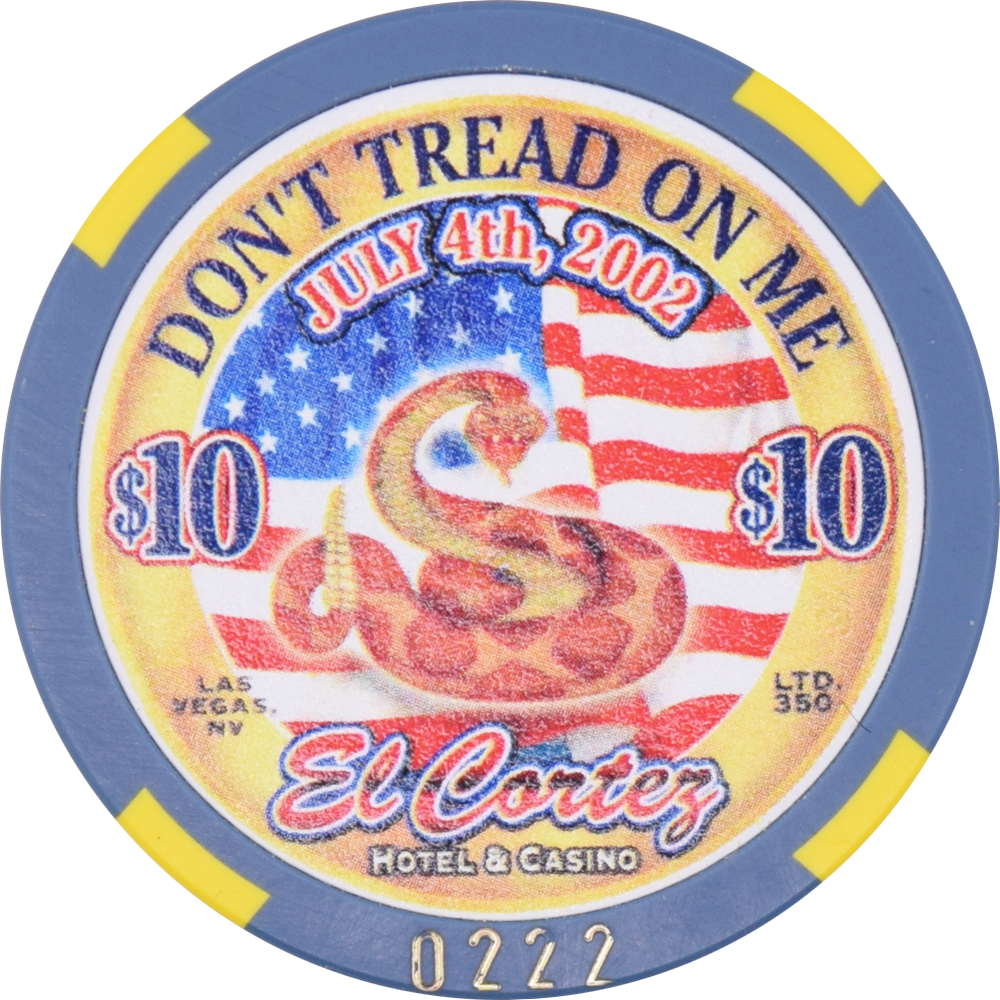 El Cortez Casino Las Vegas Nevada $10 Independence Day (Don't Tread on Me) Chip 2002