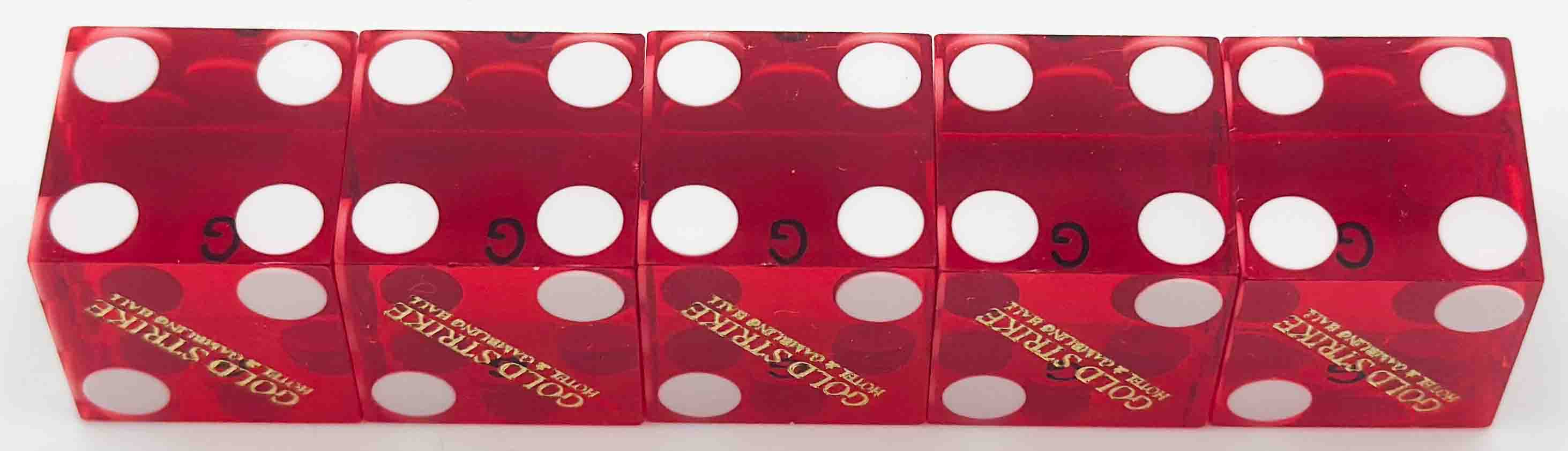 Gold Strike Casino Jean Nevada Stick of Red Polished Matching Number Dice