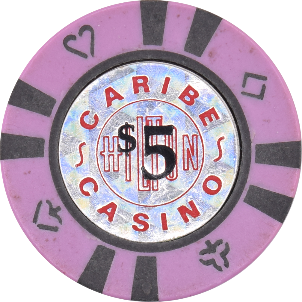Caribe Hilton Casino San Juan Puerto Rico $5 Purple Chip