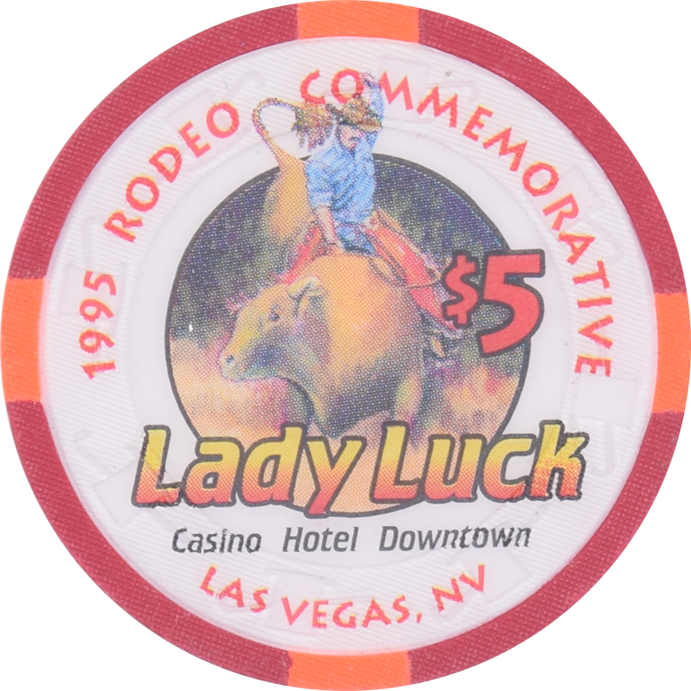 Lady Luck Casino Las Vegas Nevada $5 Rodeo Commemorative Chip 1995