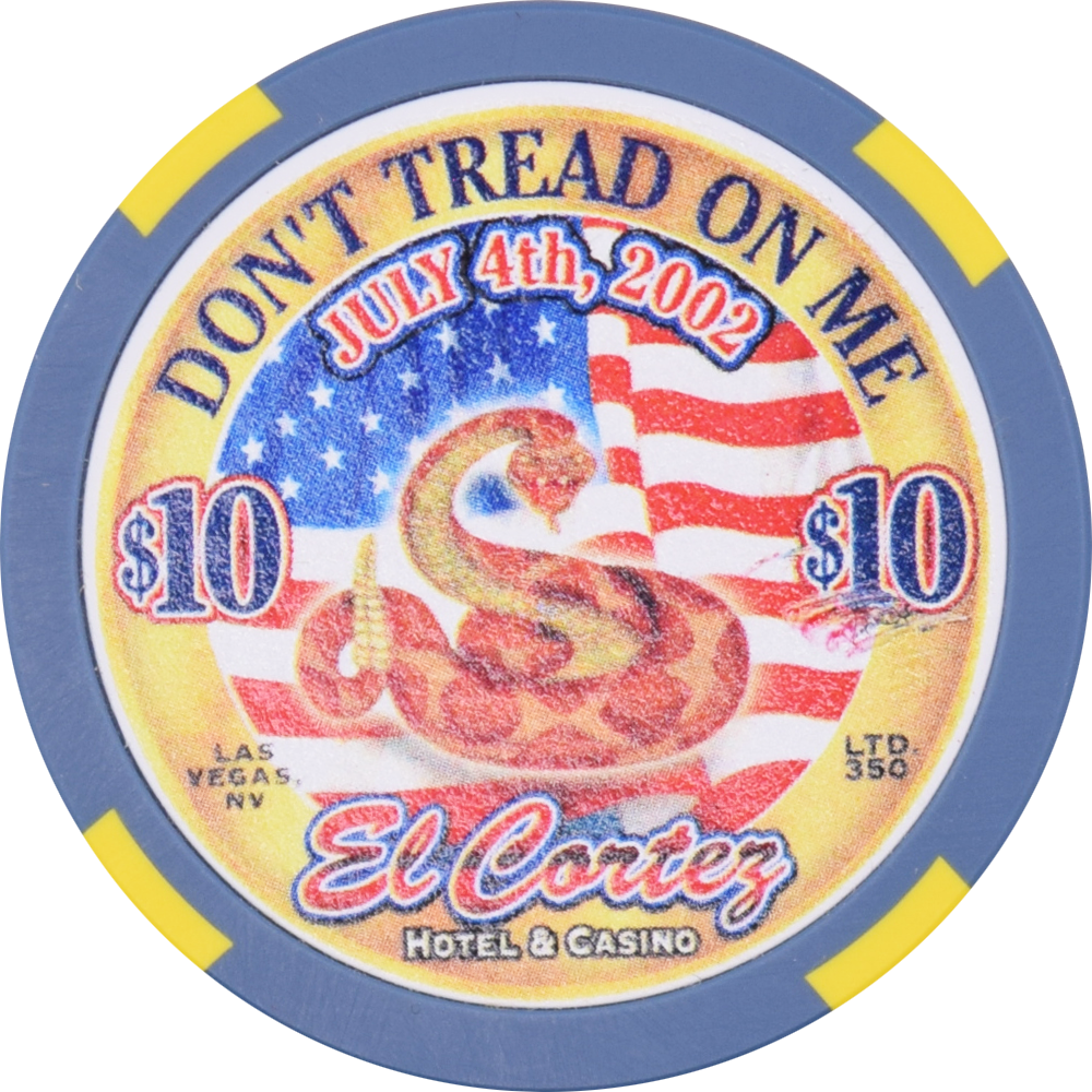 El Cortez Casino Las Vegas Nevada $10 Independence Day (Don't Tread on Me) Chip 2002