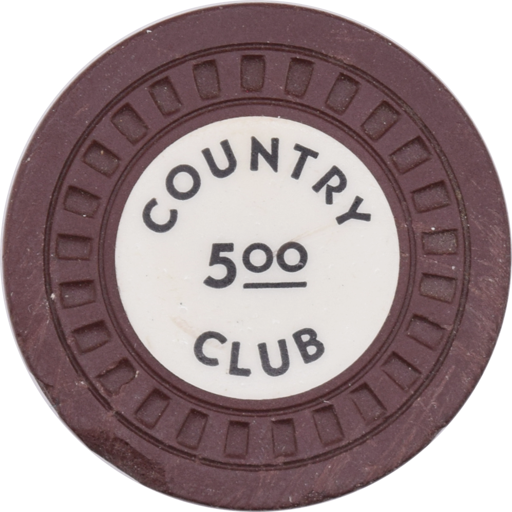 The Country Club Casino Reno Nevada $5 Damaged Chip 1935