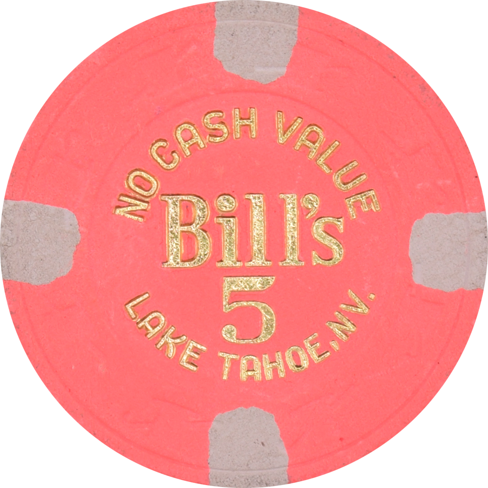 Bill's Casino Lake Tahoe Nevada $5 NCV Chip 1989