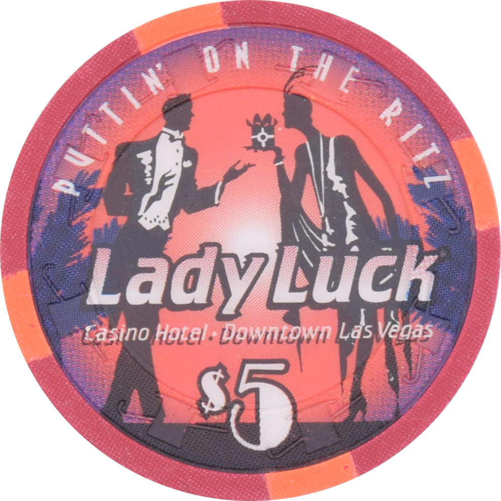 Lady Luck Casino Las Vegas Nevada $5 Puttin' on the Ritz Chip 1995