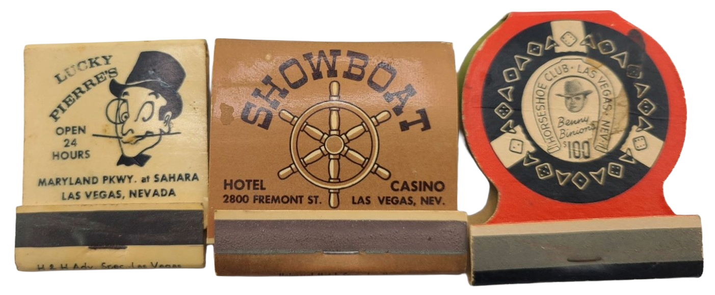 Vintage Rare Las Vegas Nevada Matchbooks Showboat Horseshoe Club and Lucky Pierre's