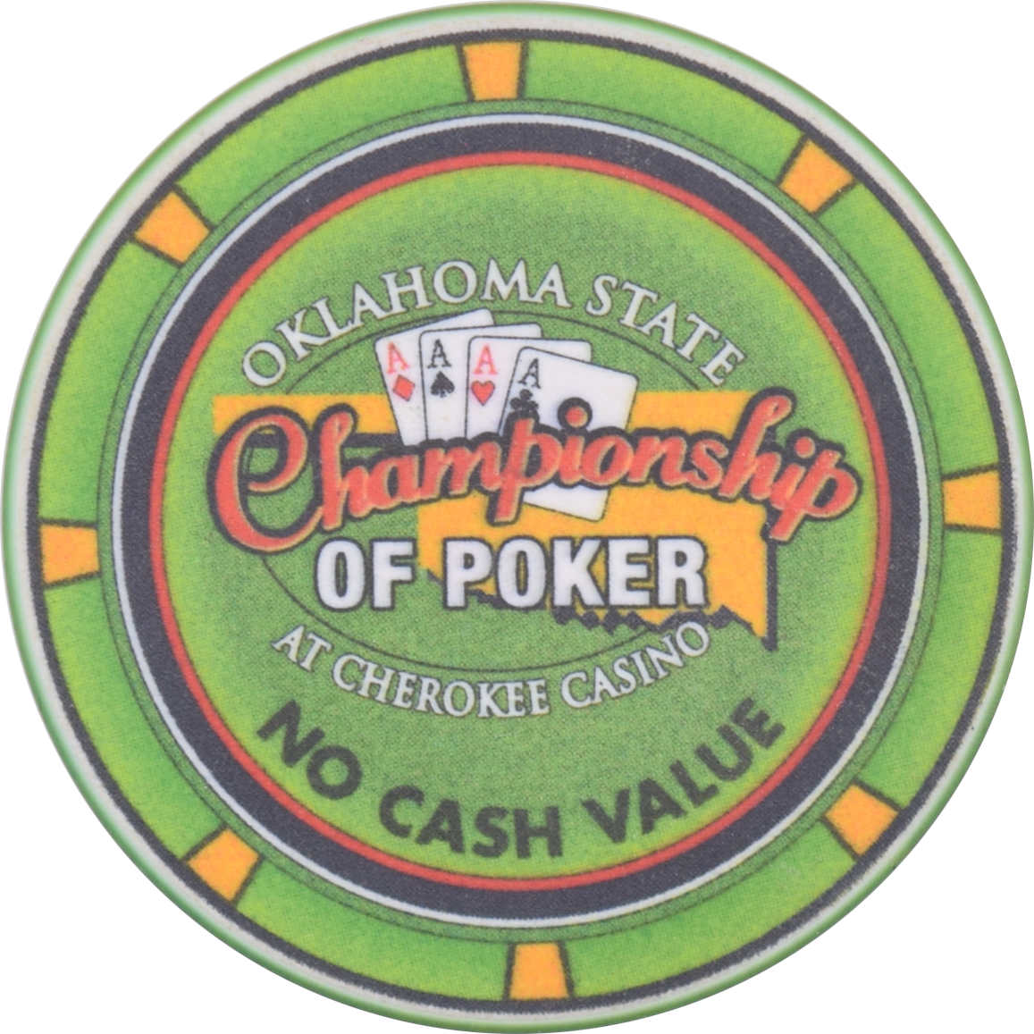 Cherokee - Catoosa Casino Oklahoma Championship of Poker Green NCV 43mm Chip